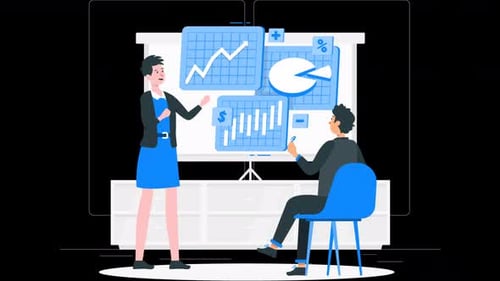 Office Worker Showing Business Presentation To His Boss Alpha Channel