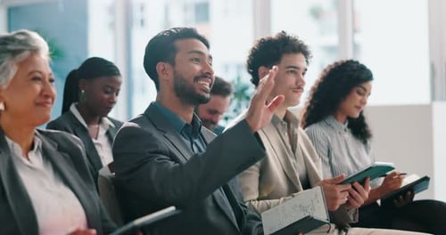 Diverse Group Attends Corporate Conference and Asks Questions