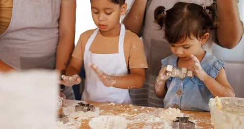 Kids Bake Cookies at Home With Family