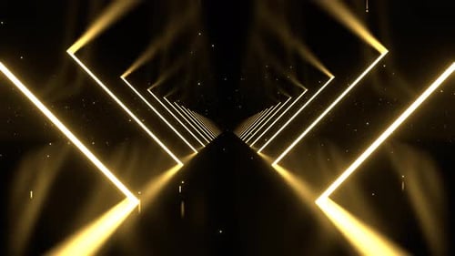 Light Yellow Glowing Lines Corridor With Dust Particles Background Vj Loop In 4K