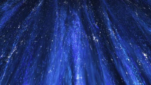 Abstract Blue Light Rays and Sparkling Particles Background