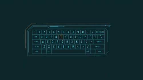 Futuristic HUD Keyboard Typing Animation