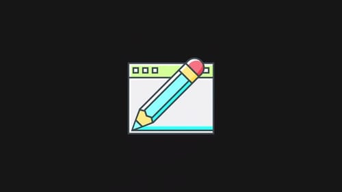 Flat Design Pencil Icon Animating on Web Browser