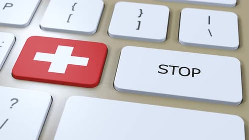 Switzerland Country Flag and Stop Button 3D Animation