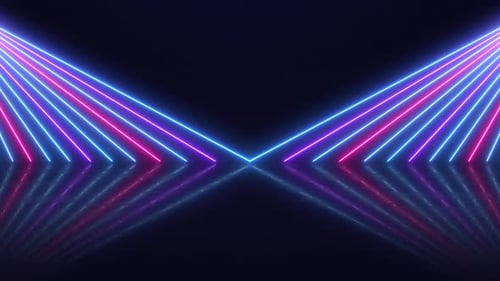 Abstract Neon Blue and Pink Light Rays Reflecting Background