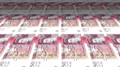 Seamless Banknote Printing Process Loop Background Animation