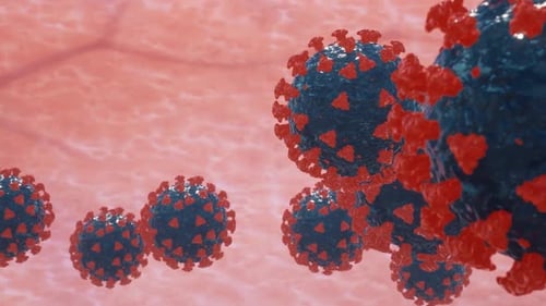 Animated 3D Coronavirus Particles in Medical Science Background