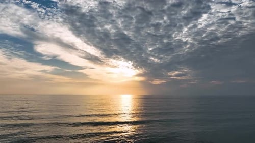 Cloudy Sunset at Sea Turkey Alanya 4 K Aerial View