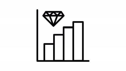 Animated Outline Bar Chart with Rising Diamond
