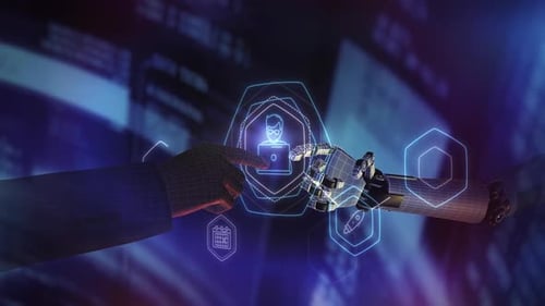 Animation über die Interaktion von Maschinenintelligenz mit Menschen