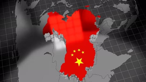 China 3D Map Rotation With Flag Display