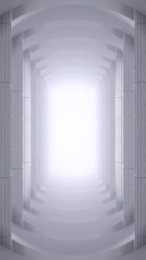 Seamless Loop through Bright White Geometric Tunnel