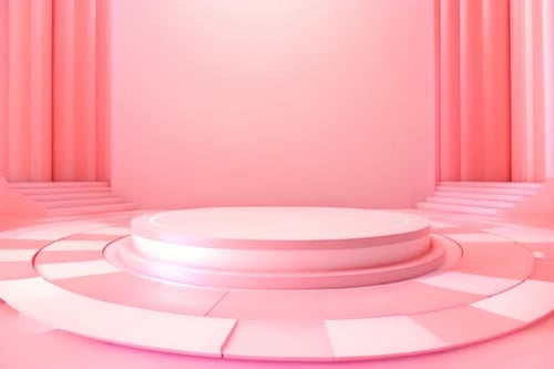 podium Futuristic showcase with platform for product displaying. Empty modern stage display