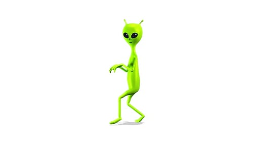Alien Sneaks on White Background