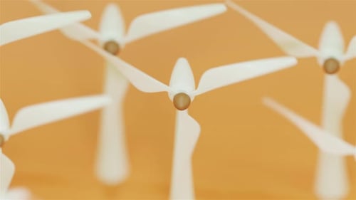 3D-Illustration einer Windkraftanlage auf gelbem Hintergrund
