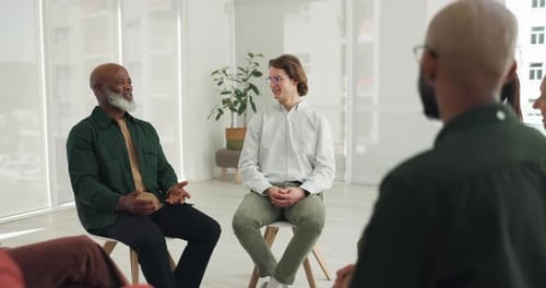 Adults Talking in a Circle, Group Therapy Session