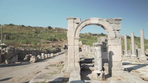 Scenic ruins of Perge (Perga) at Antalya Province, Turkey