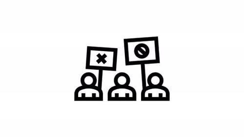 Minimalist Animated Icons of People Protesting with Disagreement Signs