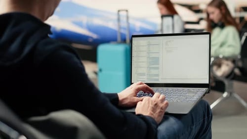 Man Digital Nomad Focused on Programming System Development