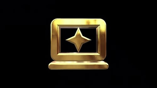 Golden 3D Star in Frame Rotation Animation