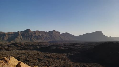 Panning shot of mountain desert landscape