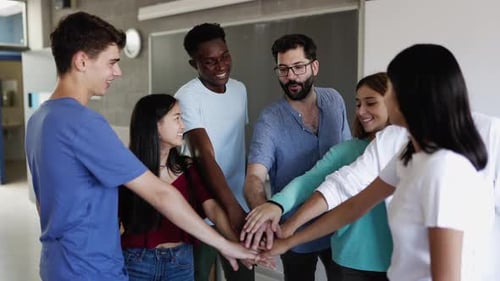 Students and Teacher Team Up in Classroom