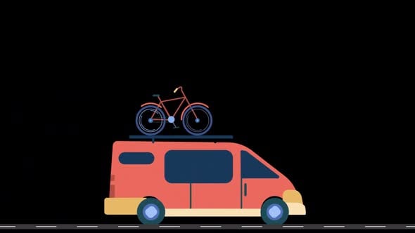 2D Traveling Minivan Animation Alpha Channel, Backgrounds Motion ...
