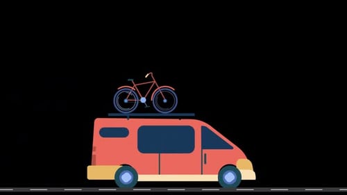 2D-Alpha-Kanal mit reisender Minivan-Animation