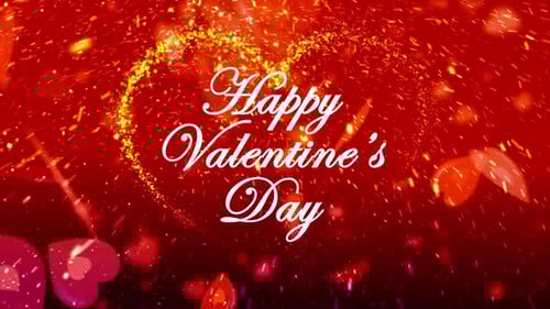 Sparkling Red Hearts and Gold Particles Romantic Valentine's Day Title