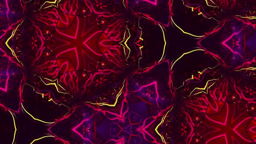Abstract Neon Geometric Kaleidoscope Loop Background