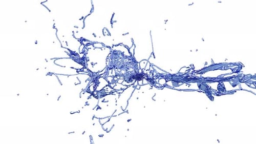 Abstract Blue Liquid Splatter and Fluid Flow Transition
