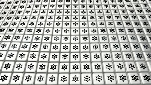 Floating Background with White Cubes, Black Shapes, Reflection, Unique Design, Exclusive, 3D Render