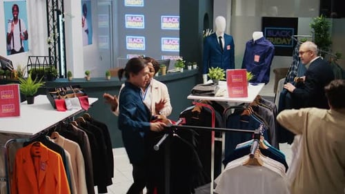 Busy Clothing Store During Black Friday Sales Event