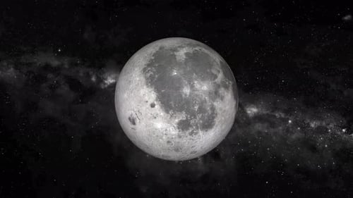 Realistic Moon planet Rotates on space or galaxy and stars milky way, Animation of Moon planet. 1195