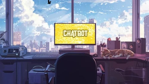Chatbot-Titelbildschirm — Moderner Anime//Manga-Titelanimation