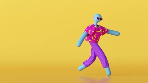 dancing funny 3d cartoon hipster