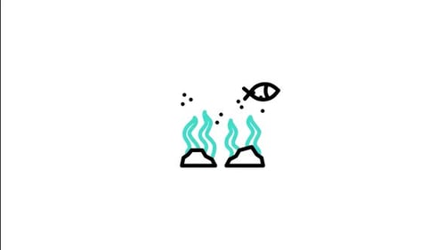 Minimalist Animated Fish and Seaweed Icon