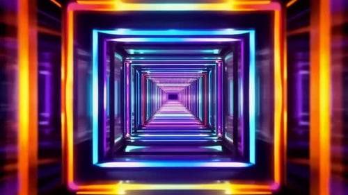 Infinite Neon Tunnel Flying Forward Sci Fi VJ Loop