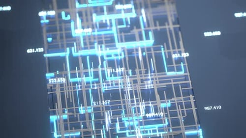 Futuristic Digital Circuit Board with Data Flow and CPU