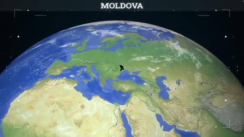 Futuristic Earth Zoom to Moldova Country Highlight