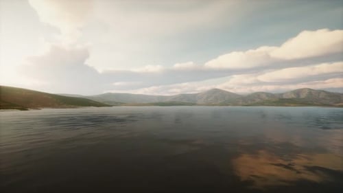 Beautiful Calm Lake with Sunset