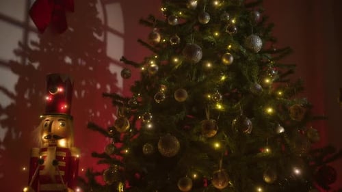 Christmas Tree and Nutcracker Background