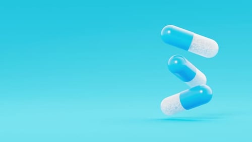 Blue and White Medical Capsules Floating Animation