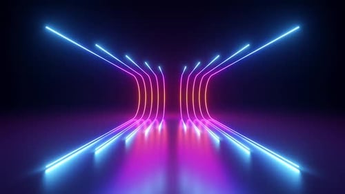 Dynamic neon tunnel with vibrant purple and blue lights