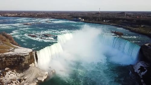 Medium Aerial view of the Niagara falls, Canada. Drone