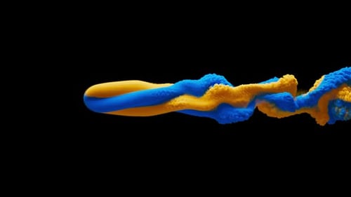 Lebendige abstrakte fließende Formen in Blau und Orange
