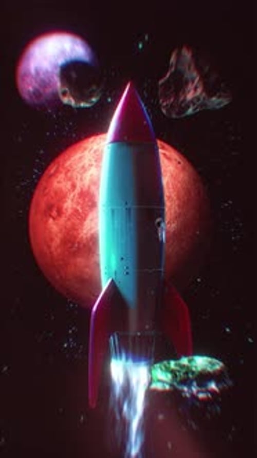 Space Rocket Themed Retro Portrait Background