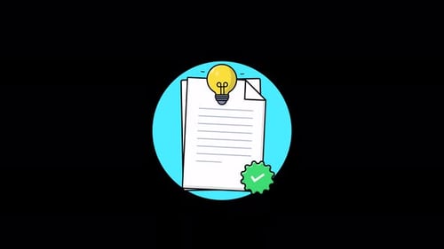 Document with Idea Bulb and Approved Symbol. Project Approval Concept Animation Video - Transparent
