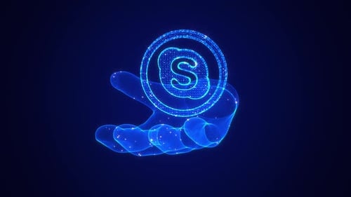 Skype Icon In Hologram Hand