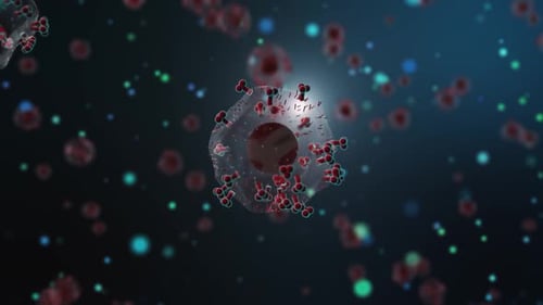 Abstract 3D Rotating Virus Cell Medical Animation